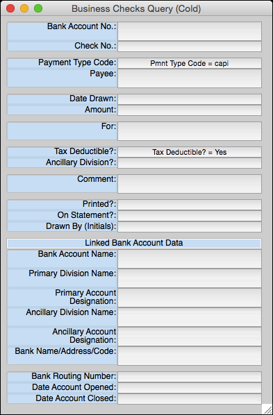 Business Checks Query