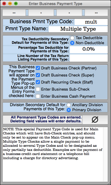 Enter Business Payment Type