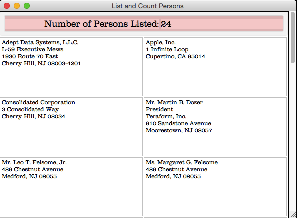 List and Count Persons